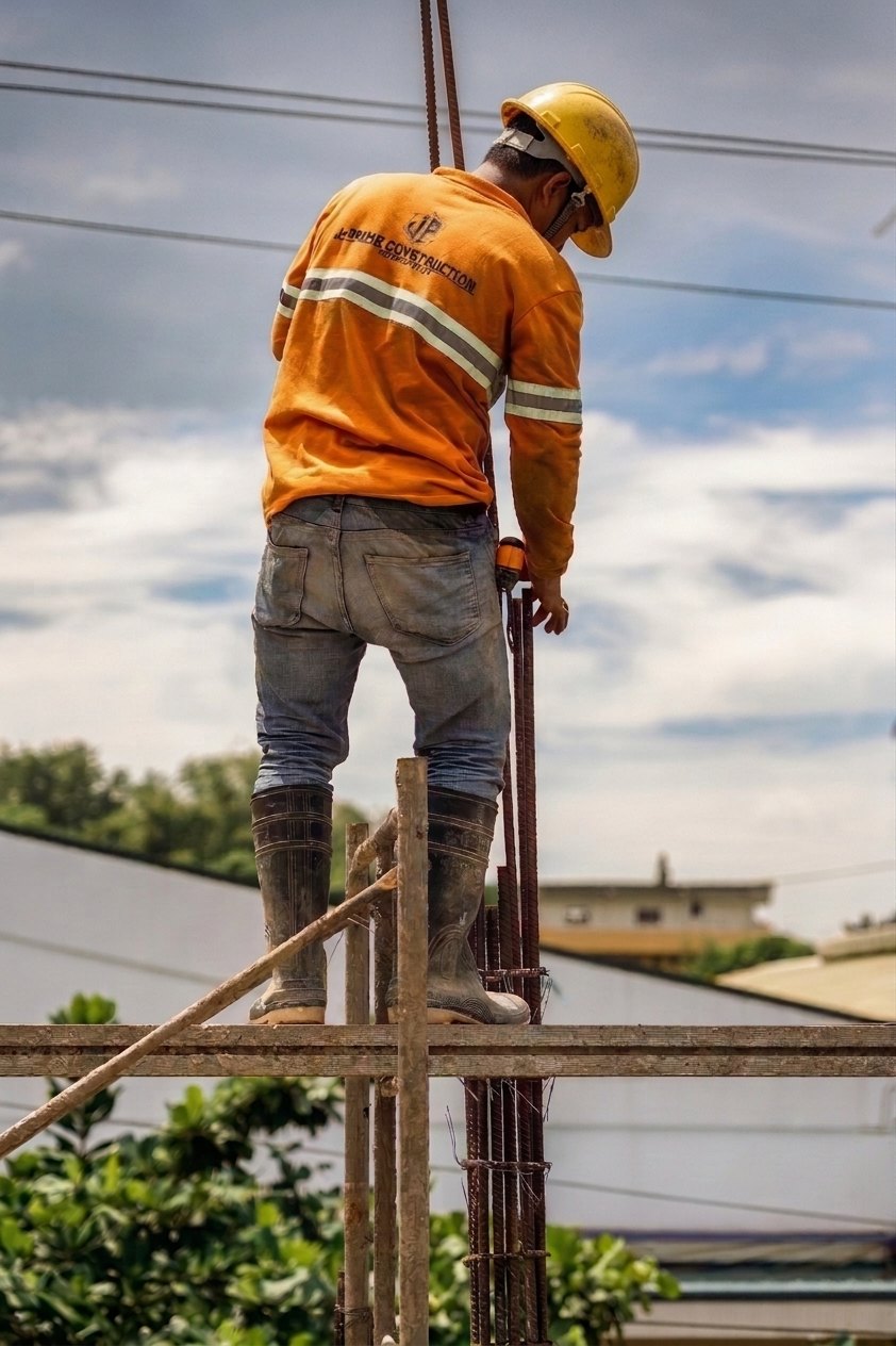 J-Prime worker checking column reinforcement from the formwork